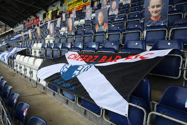 Flags and pictures of fans were displayed in the South Stand for Falkirk's first home league game of the season.