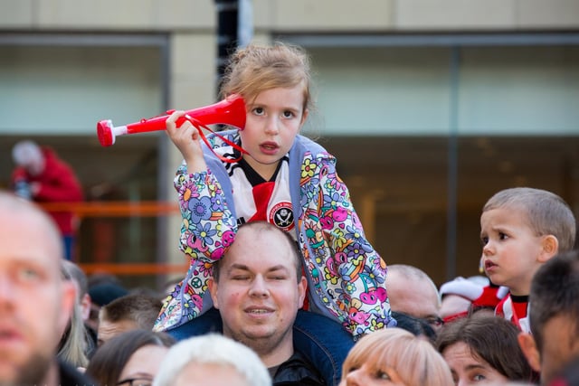 Sheffield United's biggest - and littlest - fans were out to see the Blades' promotion parade