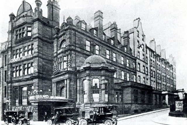 The Grand Hotel, Sheffield, which fronted onto Balm Green in the city centre, is seen here in its early days from the Leopold Street side