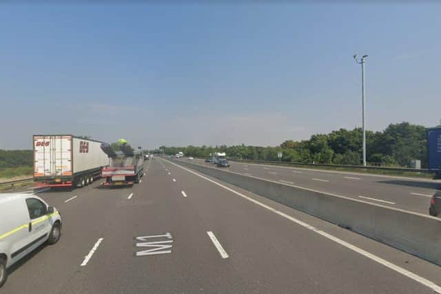 The crash happened on the M1 near Woodall Services.