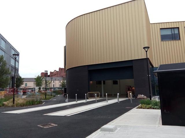 The railway tracks that will allow railway engines to be rolled into the Danum Gallery, Library and Museum from the council offices on Waterdale