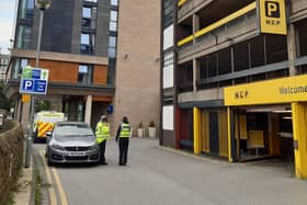 Police guard the car park after the tragedy at the Metropolitan Hotel, Blonk Street, Sheffield