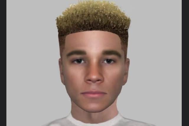 Police are trying to identify the man in this e-fit picture, who was reported to have assaulted a woman in Sheffield city centre. She was treated in hospital for facial injuries.