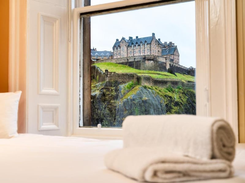 It may be no-frills, but there's nothing basic about the views over Edinburgh Castle you get from some rooms at the easyHotel on Princes Street. Just a short walk away from the Royal Mile a room for trwo people for a weekend at festival time costs £207.