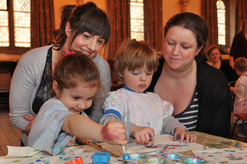Children took part in a summer-long project to make a giant rag-doll in this Sunderland photo from 2013. Pictured are three-year-olds Erin Baughan and Jacob Albertsen with their mothers Mariam and Maria but who can tell us more?