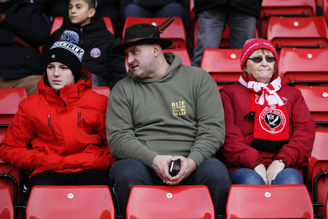 United supporters before the Blackburn Rovers game at Bramall Lane in December 2018.