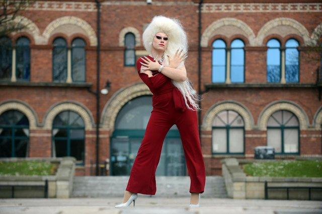 Anthony Layton, 21, from Hartlepool, performing as Celeste St Clair after landing a spot in the final of Miss Drag UK.