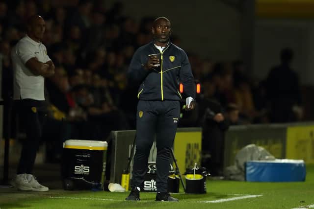 Burton Albion manager Jimmy Floyd Hasselbaink was once again left cursing refereeing decisions as his side slipped to a second consecutive defeat (photo by James Williamson - AMA/Getty Images).