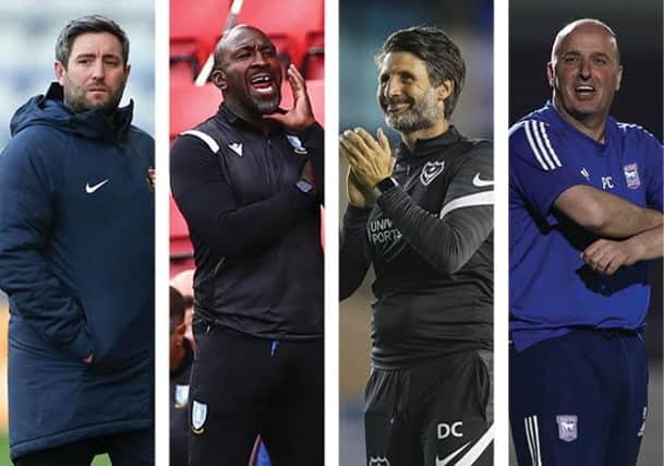 From left: Lee Johnson, Darren Moore, Danny Cowley and Paul Cook