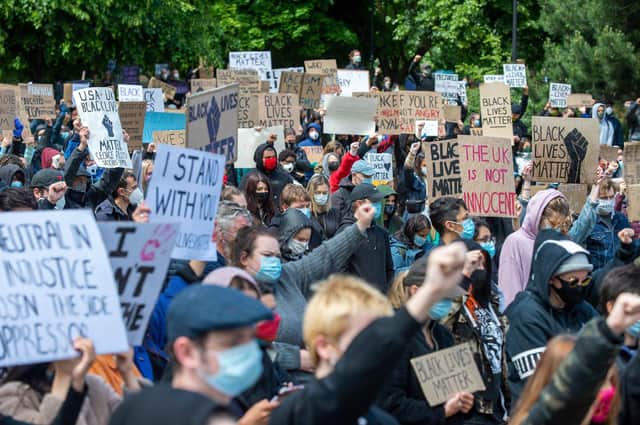 Black Lives Matter demonstration in Devonshire Green, Sheffield.