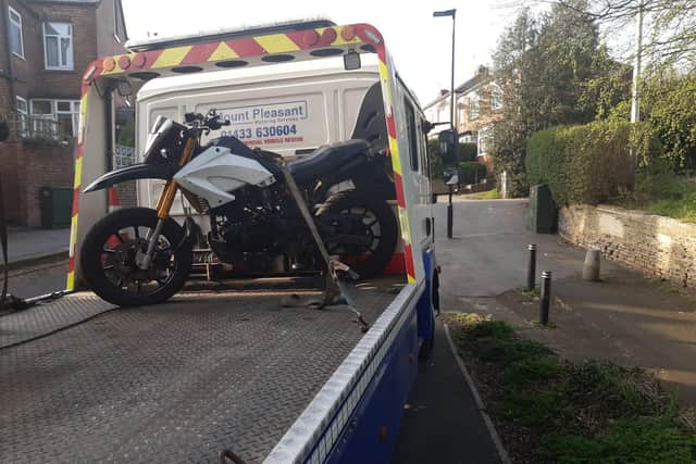A bike was seized by South Yorkshire Police after a teenager was found to be riding it around the streets of Burngreave, Sheffield