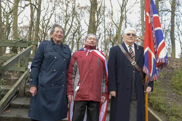 Pat Davey, chair of the Joint Council of Ex-Servicemen, Tony Foulds, and Vic Leigh of the Yorks and Lancaster Regiment