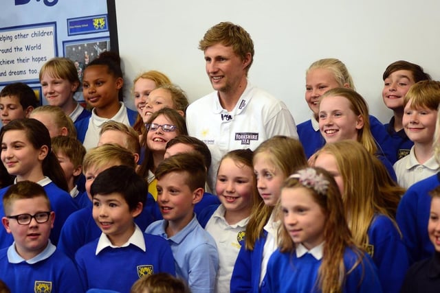 The then England cricket captain Joe Root visited his old primary school, Dore Primary in Sheffield, in 2017. Picture Scott Merrylees