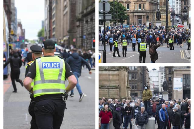 Protesters and counter-protesters were kept apart by police in Glasgow