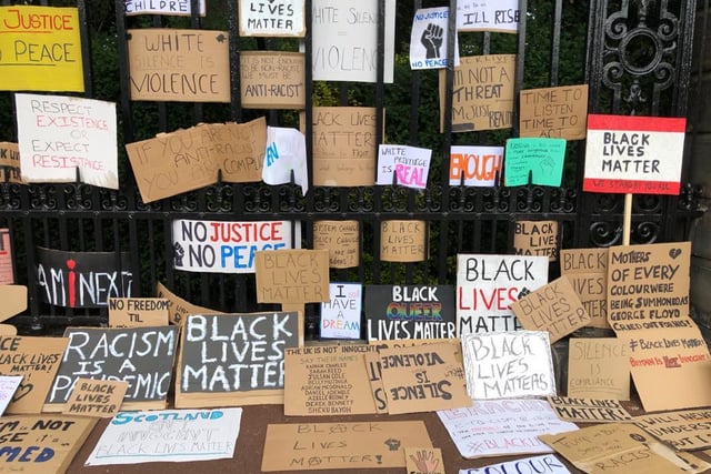Although the Black Lives Matter protest in Holyrood Park has calmed, the signs and placards made by the activists stay in the streets to remind others to stand up to racism and fight for change