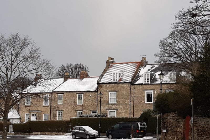 Houses in Cleadon village were covered in snow this morning.