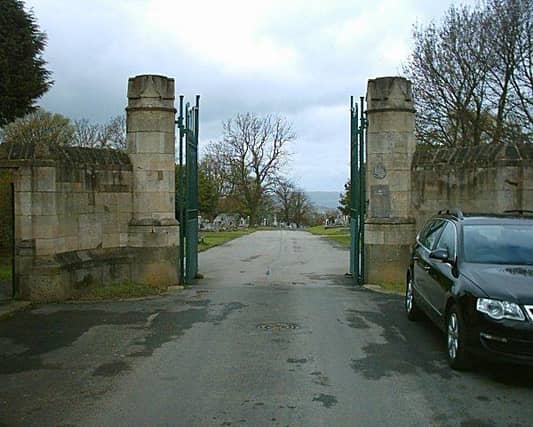 Crookes Cemetery, one of many popular filming places in 'The Full Monty'. This scene in the film was shot at Crookes Cemetery as Lomper plays his bugle as the lads show their support