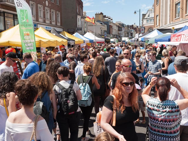The crowds at the Southsea Food Festival 2016 looking up Osborne Road. Picture: Keith Woodland.