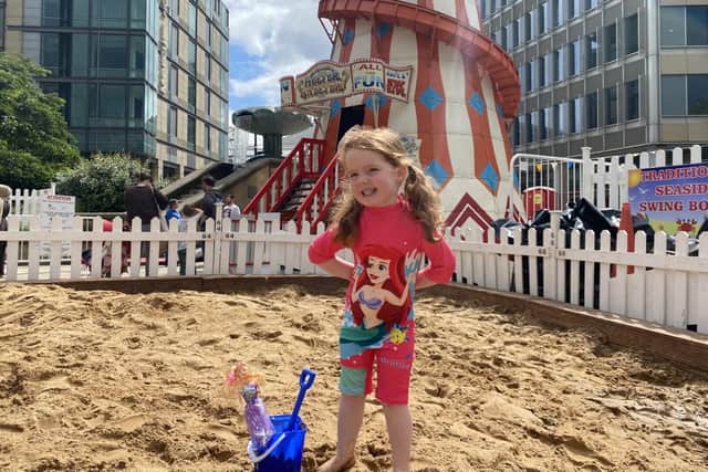 Emilia Barr, three, enjoys Sheffield by the Seaside 