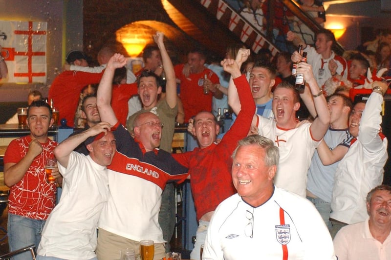 Celebration time as England score against France.