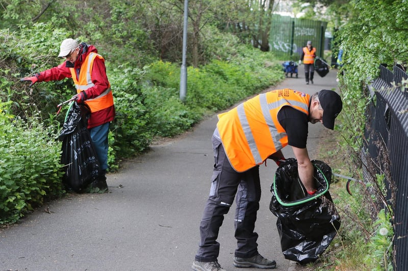 The volunteer litter pickers doing their bit to clean up Chesterfield.