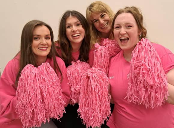 In the pink - Ellie Needham as Elle Woods, with Lowri Anderson as Margot, Sarah Jenkinson-Ward as Serena and Lilli Connelly as Pilar