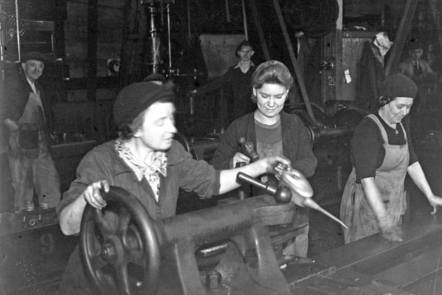 Working in the shipyards of Sunderland to keep the war effort going.