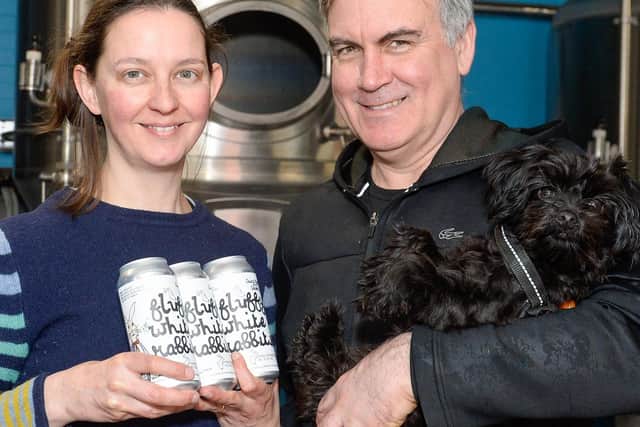St Mars of the desert Brewery
Martha Simpson-Holley and Dann Paquette with their dog Grimbold