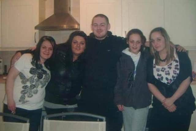 Dan-Dan with his sisters. Left to right: Kerrie, Gemma, Dan, Chantelle and Abbie.