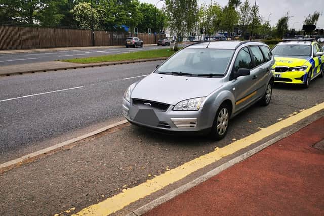 The Ford Focus was stopped by police because it had an under-inflated tyre