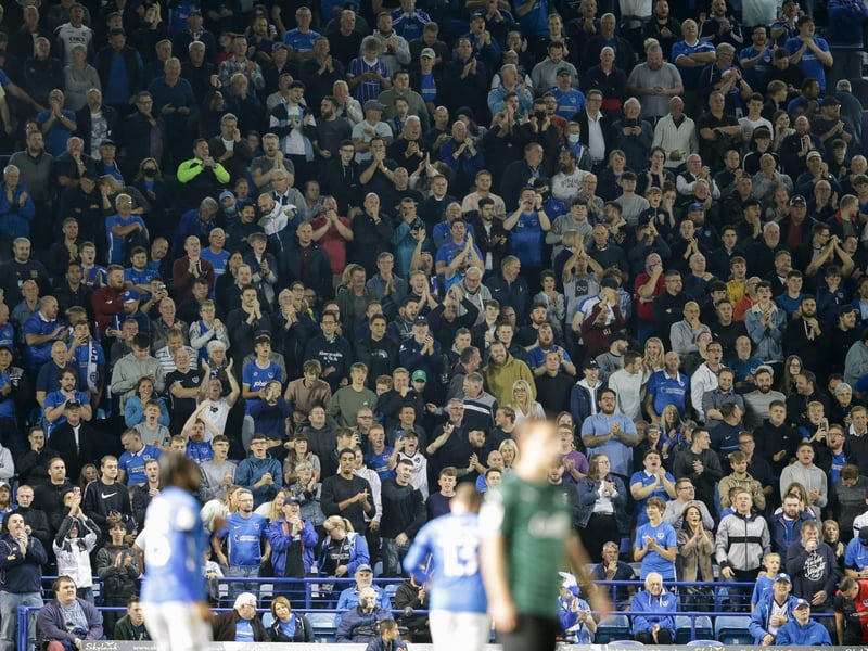 Pompey fans clapping in honour of Sophie Fairall during the Sky Bet League One match between Portsmouth and Plymouth Argyle at Fratton Park on September 21, 2021.