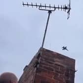 A fighter jet has been caught on camera flying over Sheffield today. Video courtesy of @CraigGamb