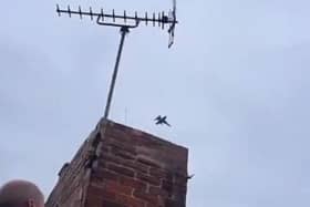 A fighter jet has been caught on camera flying over Sheffield today. Video courtesy of @CraigGamb