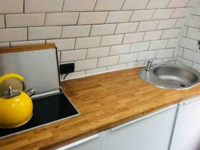 Amazingly the designers have even managed to fit a kitchen into the pod.