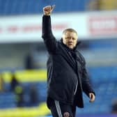 Sheffield United manager Chris Wilder salutes his team's fans: Robin Parker/Sportimage