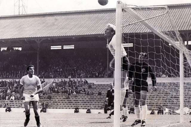 Action from the World Cup quarter-final between West Germany and Uruguay in July 1966.