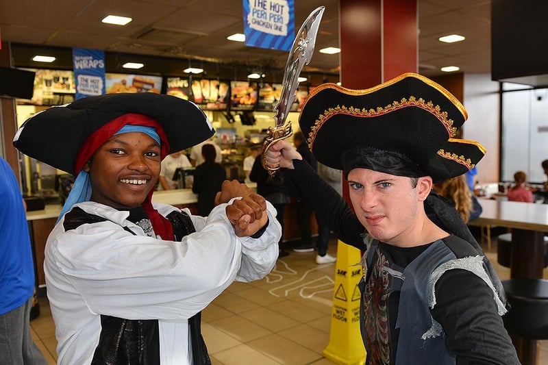 Pirates Takudzwa Kamhunga (left) and David Palmer were entertaining customers at the Mcdonalds Halloween charity event in 2015. Did you get along?