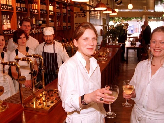 Staff at the All Bar One in Leopold Street in 1997 this side of the bar left to right bar manager Ruth Soloway and assistant manager Clare Image