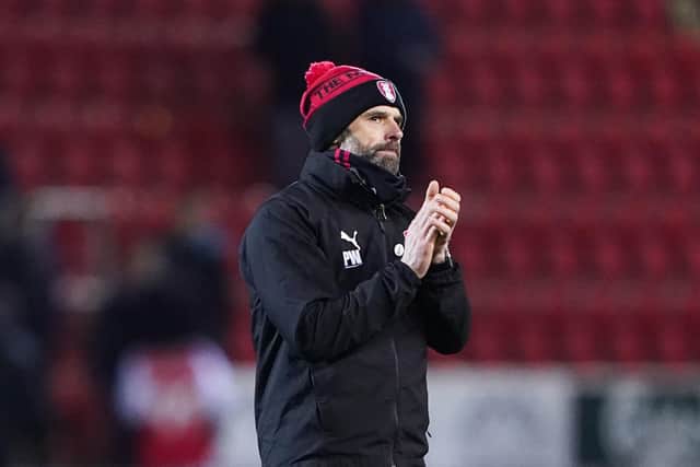Rotherham United manager Paul Warne applauds the fans following the Sky Bet League One match  againt Morecambe at AESSEAL New York Stadium. Picture: Zac Goodwin/PA Wire.