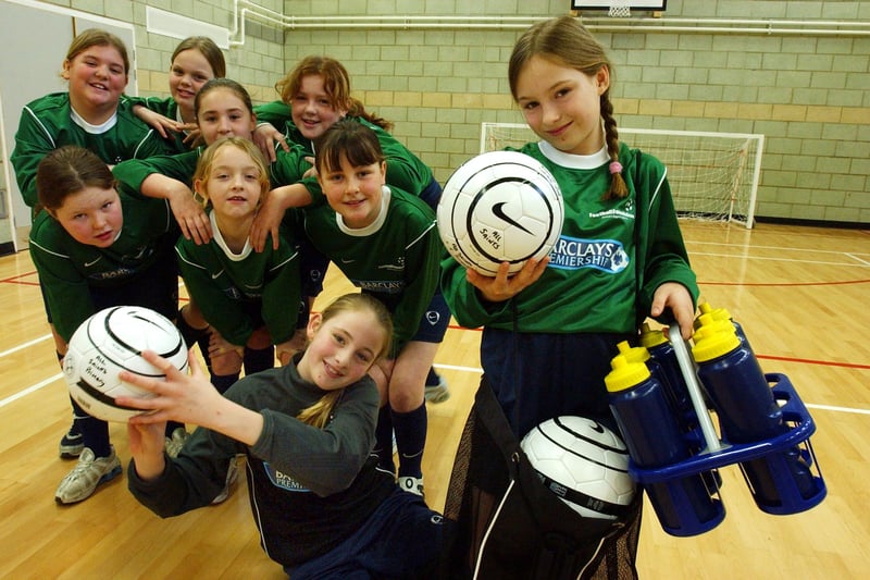The All Saints Primary School girls football team were pictured in their new kit which was supplied by the Football Foundation in 2005.
