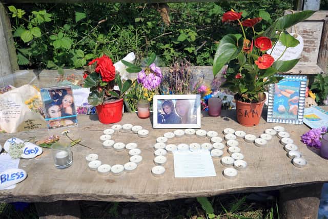 Tributes for Sam Haycock at Ulley Country Park. Picture: Chris Etchells