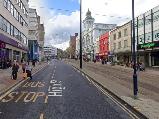 The joint second-highest number of reports of violence and sexual offences in Sheffield in January 2023 were made in connection with incidents that took place on or near High St, Sheffield city centre, with 11