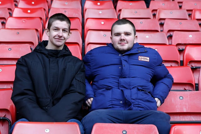 United supporters wait for the start of the FA Cup second round clash with Oldham Athletic at Bramall Lane in December 2015.