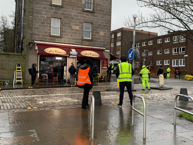 Marshals were on set to ensure social distancing guidelines were followed.