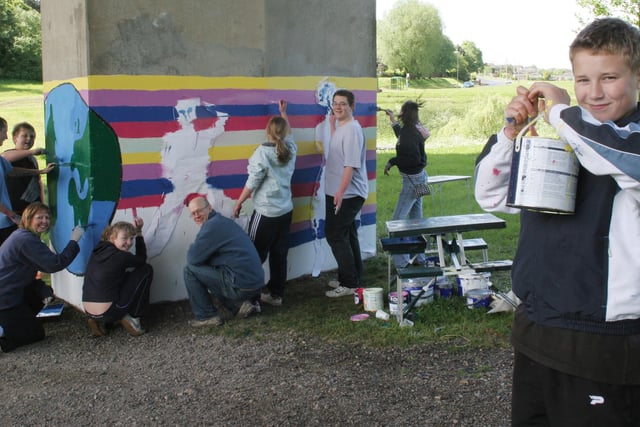 Mitchell Steele and friends get creative on the Gosforth flyover with their urban art.