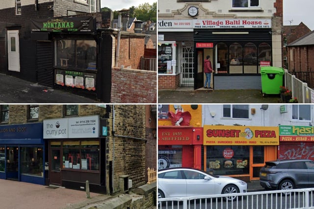 Sheffield has 12 takeaways and sandwich shops with a two-star food hygiene rating.