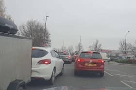 This was the scene near the site of Costco, near the Parkway, Sheffield’s cheapest petrol station today – sparking more concerns over traffic near the site.