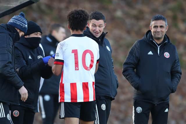Paul Heckingbottom, who gave Ndiaye his senior debut, shares a joke with the French starlet: Simon Bellis/Sportimage