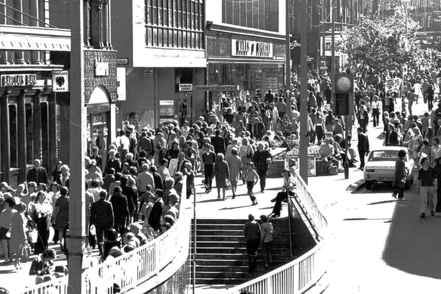 A busy Fargate pictured in July 1974.  Do you remember the subway?