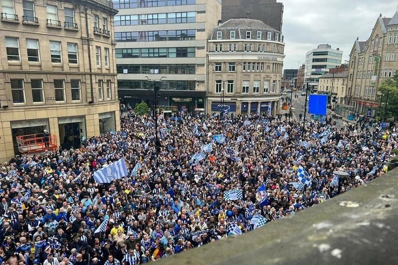 Reader Liam Peelo captured an image of the huge crowd outside the town hall.